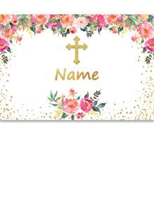 1pc Customized First Background With Name, Golden Cross And Angels, Photography Backdrop For Party, Baptism, And Gift Giving High-Quality,Stylish Custom,Personalized,Unique Ideal Gifts For Her Boyfriend,Girlfriend,Daughter,Son,Family,Friends For Valentine's Day,For Anniversaries,For Weddings,For Birthdays Living Room,Home