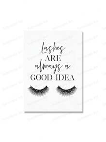 1pc Tranh vải trang điểm thời trang in hình lông mày lông mi trích dẫn nghệ thuật treo tường áp phích trang trí thẩm mỹ viện cho bé gái phòng ngủ không có khung - Nhiều màu - Xem 26