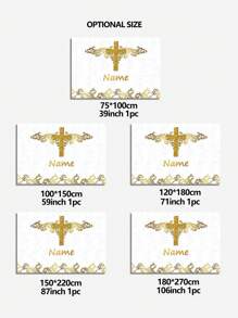 1pc Customized First Background With Name, Golden Cross And Angels, Photography Backdrop For Party, Baptism, And Gift Giving High-Quality,Stylish Custom,Personalized,Unique Ideal Gifts For Her Boyfriend,Girlfriend,Daughter,Son,Family,Friends For Valentine's Day,For Anniversaries,For Weddings,For Birthdays Living Room,Home
