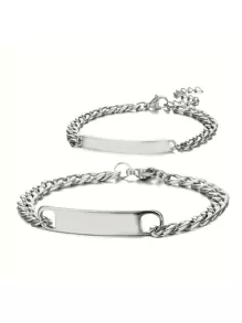 2pcs/Set Personalized Anniversary Couple Stainless Steel Jewelry Set - High-Quality Custom Name Gift For Men And Women - Romantic Token Of Love And Commitment