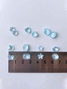 30 viên pha lê xanh K9 mới, đá trang trí móng tay Aurora Mocha, đá thủy tinh siêu sáng hình trái tim không đối xứng, phụ kiện tự làm - Màu xanh bụi bặm - Xem 7