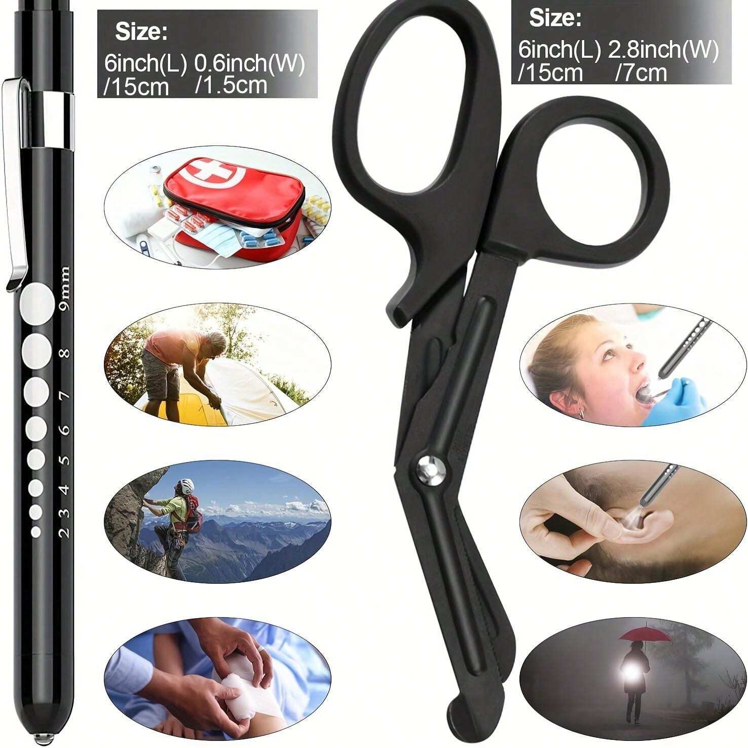 2 Packs Medical Scissors And Penlights For Nurses Medical Supplies With