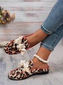 Women Fashion Leopard Print Flat Slides Casual Comfortable Round Toe Slippers - Multicolor - View 2