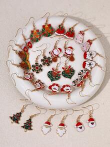 2 件创意时尚可爱圣诞金属油滴圣诞系列耳环，女士珠宝礼物适合节日派对庆祝佩戴 - 耳環 - 查看 2