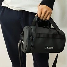 新款时尚斜跨邮差包男士运动休闲通勤圣诞礼物万圣节圣诞节冬季秋季男士包单肩包斜挎包 - 黑色 - 查看 1