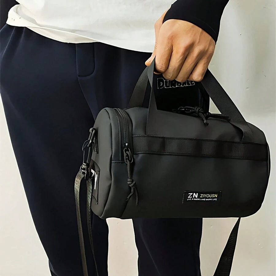 新款时尚斜跨邮差包男士运动休闲通勤圣诞礼物万圣节圣诞节冬季秋季男士包单肩包斜挎包 - 黑色 - 查看 1