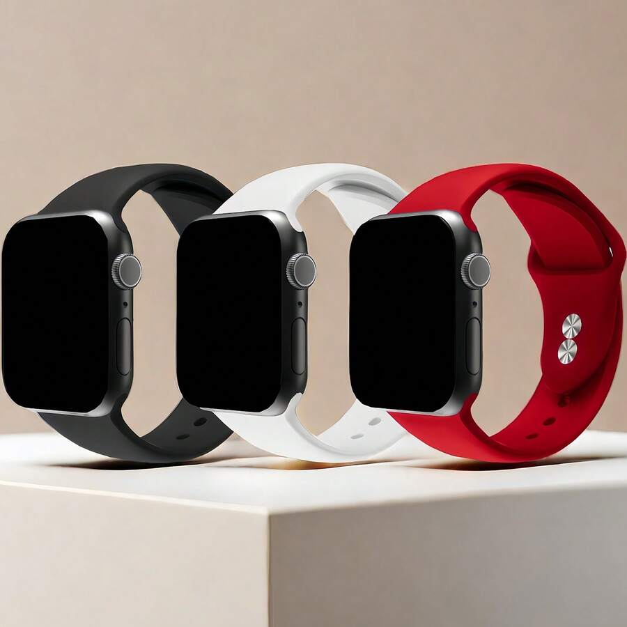 Bộ 3 dây đeo thể thao tương thích với dây đeo Apple Watch dành cho nam 40mm 38mm 41mm 44mm 45mm 46mm 49mm 42mm, dây đeo thay thế bằng silicon mềm có thể giặt được tương thích với dây đeo Apple Watch dành cho nam Ultra Ultra 2 Series 10 9 8 7 6 5 4 3 2 1 SE - Nhiều màu - Xem 1