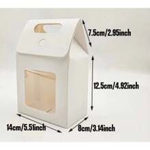 12/24pcs/Pack Minimalist Solid Color Kraft Paper Gift Boxes With Window And Handle, Suitable For Holiday Party, Birthday, Wedding, Small Gifts, Flowers, Toys, Accessories,Christmas - White - View 11