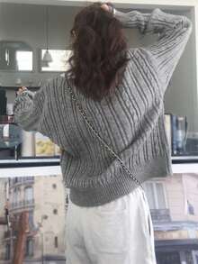 Women's Casual V-Neck Long Sleeve Striped Sweater, Autumn/Winter 2024