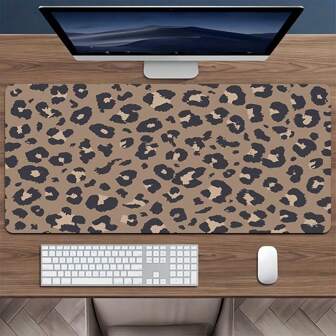 1pc Extra-Large Brown Leopard Print Mouse Pad Large Gaming Mouse Pad Multi-Size Keyboard Desk Mat Rubber Anti-Slip Office Mouse Pad Desk Accessories Keyboard Desk Pad For School Office Gift