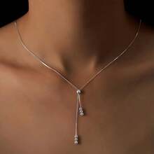 Dây chuyền tua rua hạt đậu bạc Sterling cho nữ Dây chuyền xương đòn cao cấp Niche Trang sức đơn giản thanh lịch - vòng cổ mũ len - Xem 3