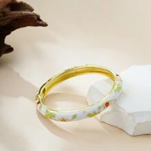 Pulseira de esmalte cloisonné feita à mão, 1 peça, design de flor pequena, acessórios vintage para mulheres