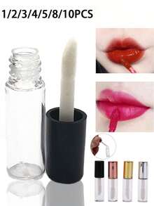 唇膏容器 圆形迷你唇彩样品管 可再填充瓶 橡胶内胆 旅行必需品 空唇彩分装瓶，分装唇彩空管样品容器 液体容器 透明容器 塑料唇彩瓶 液体唇膏管 空唇彩管 透明唇管 健身露营 度假必需品 度假配件 旅行配件 邮轮 - 彩色 - 查看 2