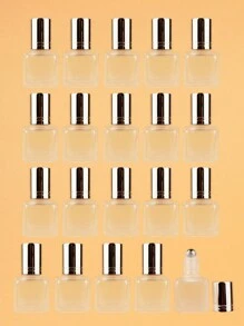 2pcs|3pcs|5pcs|10pcs|20pcs Set Of Square Frosted 6ml Refillable Glass Roll-On Bottles For Cosmetic Water, Portable Mini Essential Oil & Perfume Containers