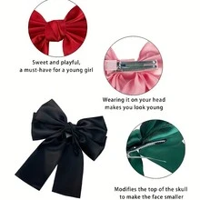 Kẹp tóc nơ ruy băng hai lớp, Kẹp tóc nơ, Kẹp tóc nơ lớn Boho, Kẹp tóc nơ vịt satin, Kẹp tóc nơ satin dài thanh lịch, Kẹp tóc nơ ruy băng satin cao cấp, Phụ kiện tóc đa năng, Kẹp tóc, Thích hợp cho phụ nữ và trẻ em gái sử dụng hàng ngày, tiệc tùng, ngày lễ, trang trí ngoài trời, quà tặng lý tưởng, tạo kiểu và phụ kiện hoàn hảo, Thích hợp cho Giáng sinh, năm mới - Nhiều màu - Xem 5
