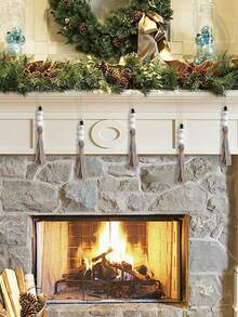 1/2pcs Snowman Wooden Beads Hanging Ornament Christmas Snowman Beads Garland Farmhouse Wooden Christmas Tree Ornaments With Plaid Tassel For Christmas Hanging Decorations