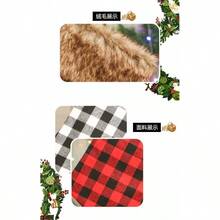 1 đồ trang trí Giáng sinh mới, tất kẻ caro lớn viền vải nâu, đồ trang trí treo Giáng sinh - màu đen - Xem 3