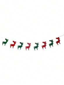 1 件装毛毡圣诞壁挂花环，带树、驯鹿图案，适合圣诞节、感恩节、新年和万圣节的节日房间装饰 - 彩色 - 查看 11