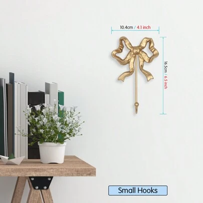 BITALYE 1 个仿古金蝴蝶结挂钩，铸铁挂钩，多功能挂钩，墙壁挂钩装饰，适用于墙壁、走廊、入口、前门、办公室