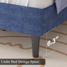 HOMBCK Estructura de cama tapizada con cabecero, estructura de cama de tela de lino con cabecero capitoné, sin somier, fácil montaje, tamaño individual/matrimonial/queen/king, beige/rosa/gris oscuro/gris/azul