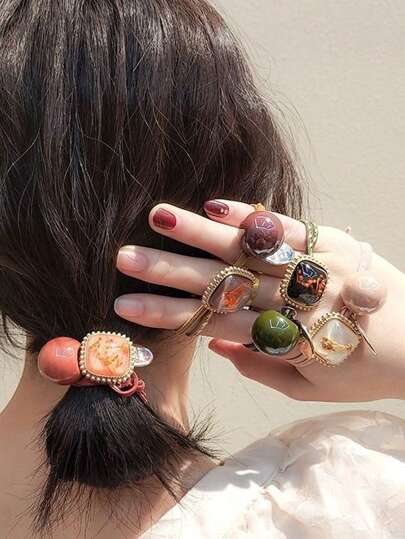 Bộ 4 dây buộc tóc giả hổ phách nhiều màu sắc, dễ thương, co giãn cao, dùng cho nữ, giữ tóc đuôi ngựa, phụ kiện tóc, dây chun buộc tóc, dây buộc tóc, phụ kiện đội đầu khi tập gym, thể thao, mùa hè, kỳ nghỉ, du lịch.