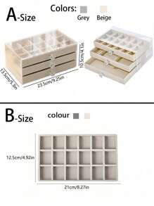 1pc Three-Layer Acrylic Flannel Jewelry Box, Drawer Type Jewelry Organizer, Necklace Earrings Ring Jewelry Storage Box, Gift For Women And Girls - Jewelry Box - View 2