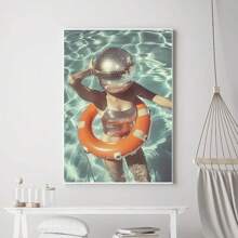 1 peça, pôster de tela de mulher com bola de discoteca vintage, arte luxuosa de bola de espelho, estética moderna e divertida, estilo nórdico, decoração de sala de casa, arte de parede, presente ideal para quarto, sala de estar, corredor, arte de parede, decoração de parede, sem moldura