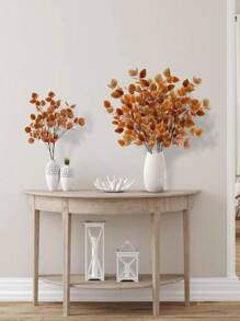 1/5/10 piezas Hojas de eucalipto de otoño artificiales, tallos de eucalipto de dólar plateado largo, ramas de hojas de otoño falsas de seda de eucalipto para decoración de otoño en interiores, hogar, acción de gracias. Decoración de otoño para dormitorio, decoración de calabaza de otoño, decoración de otoño para sala, decoración de otoño para cocina - Marrón - Ver 4