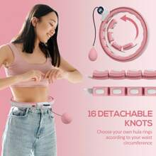SPORTNOW Smart Weighted Hula Hoop For Adults, Hula Ring With 16 Detachable Knots, 360° Auto-Rotating Ball And Digital Counter, Massage Hula Circle For Weight Loss - Pink - View 4