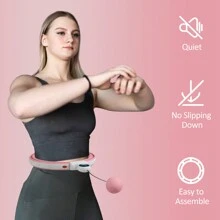 SPORTNOW Smart Weighted Hula Hoop For Adults, Hula Ring With 16 Detachable Knots, 360° Auto-Rotating Ball And Digital Counter, Massage Hula Circle For Weight Loss - Pink - View 7