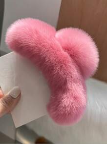 新款超大号真兔毛发夹发饰，高端毛绒发卡，女士秋冬情人节发爪夹，发夹，发卡，发夹，发卡，发卡，发夹，发卡，秋季发饰，女士度假装扮，情人节礼物，夏季海滩 - 彩色 - 查看 5