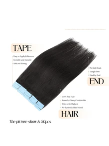 Kercsityn Tape In Human Hair 10-24 Inch Piano Color Hair Extensions Silky Straight Remy Human Hair Seamless Skin Weft Tape In Hair Extensions 20Pcs - S1B - View 3