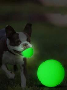 1个夜光实心橡胶球互动狗狗玩具，适合训练，具有弹跳和耐啃咬功能。宠物玩具，狗狗玩具，大/中/小型犬玩具，让您心爱的狗狗玩得不亦乐乎。