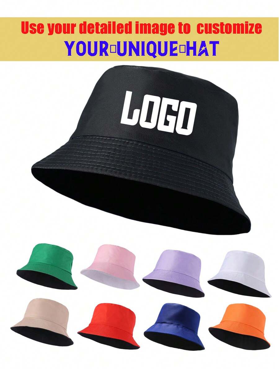 Customized Bucket Hat, Provide Picture & Text For Unique Personal Hat, Suitable For Outdoor, Travel, Hiking, Company Team Activities, Customized Logo Cap, Colorful, Cute, Adorable, Funny, Kawaii, For Teacher, For Boys And Girls, For Teenagers, Junior High School Students, Middle School Students, High School Senior High School Students, College Students, University Students, Freshman, Sophomore, Underclassmen - Photo Customization - View 1