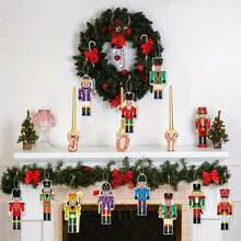 12 cái/bộ 11cm Mặt dây chuyền giấy hình người lính óc chó mini thích hợp để trang trí cây thông Noel Mặt dây chuyền giấy hình người lính óc chó hai mặt - Mặt dây chuyền giấy Giáng sinh - Xem 2