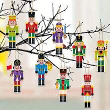 12 cái/bộ 11cm Mặt dây chuyền giấy hình người lính óc chó mini thích hợp để trang trí cây thông Noel Mặt dây chuyền giấy hình người lính óc chó hai mặt - Mặt dây chuyền giấy Giáng sinh - Xem 3