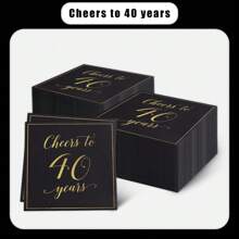40 chiếc, khăn ăn sinh nhật lần thứ 40, đen và vàng, đồ trang trí bàn mừng sinh nhật lần thứ 40 cho nam và nữ, kỷ niệm ngày cưới, khăn ăn dùng một lần cho tiệc cocktail màu đen, đồ trang trí tiệc sinh nhật lần thứ 40 - 40 tuổi - Xem 5