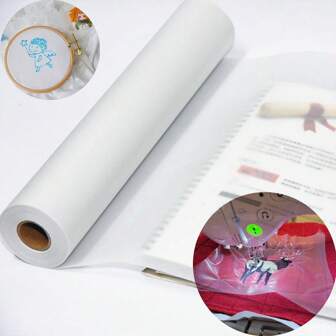 1 rulle klar vattenlöslig stabilisatorfilm - lätt att riva av broderibaksida för maskin- och handsömnad, tvätta bort design, perfekt för broderistoppning och quiltning