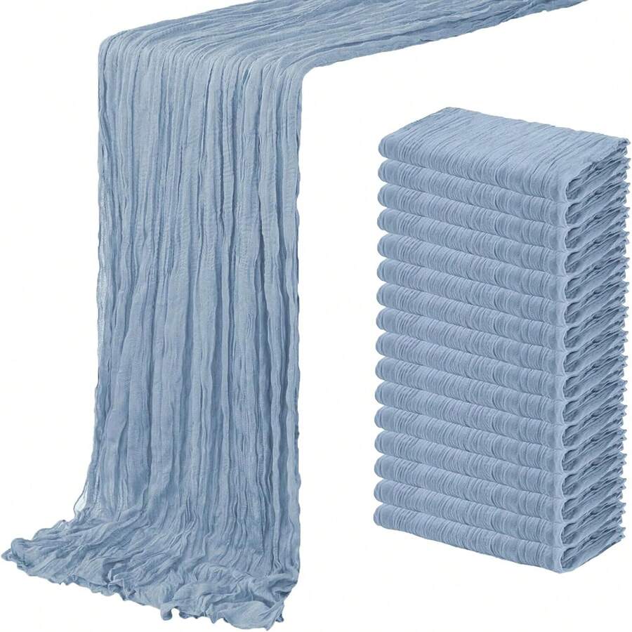 8/16 Pack Dusty Blue Cheesecloth Table Runner 20 X 120 Inch Gauze Table Runners 10 FT Long,Semi Sheer Boho Cheese Cloth Fabric Table Runner Bulk For Wedding,Party,Baby Shower,Bridal Shower Decoration - Màu xanh bụi bặm - Xem 1