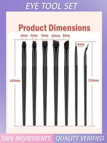 7pcs Eye Makeup Brush Set With Eyebrow Brush, Eyeliner Brush, Flat Definer Brush For Makeup Artist,Brush Set,Makeup Brush Kit,Make Up Brush Set,Make Up Set Complete,Makeup Brush Set,Complete Makeup Kit,Brush Kit,Brushes Makeup Set,Makeup Gift Set - Black - View 7