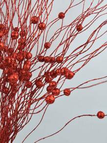 4PCS Artificial Flash Of Light Berry Stem Ornaments Christmas Tree Decoration Sparkling Branches Christmas DIY Wreath Home Vase Wedding Party Decoration(Red)