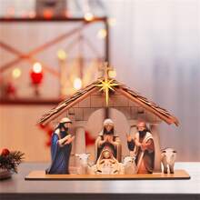 1件装耶稣诞生场景木制圣诞装饰品，送给妈妈的圣诞礼物，适合圣诞家居装饰、置物架装饰、壁炉架装饰、房间装饰、农舍装饰、宗教装饰、家庭聚会装饰，冬季圣诞装饰，家居圣诞礼物，圣诞装饰 - 彩色 - 查看 14