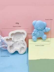 1pc Heart-Shaped Teddy Bear Silicone Mold