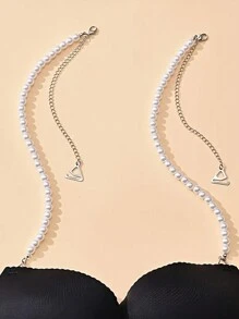 2 regulowane ramiączka biustonosza zdobione perłami, odpinany łańcuszek na klatkę piersiową na imprezę Rave