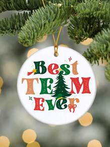 1 件“史上最佳团队”圣诞树形亚克力家居装饰、圣诞树吊坠、窗户壁炉花园挂饰、节日纪念礼物 - 彩色 - 查看 2