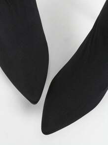 Fall/Winter Style With Pants , Halloween New Style Socks Boots Women Pointed Toe High Heel Shoes Black Elastic Stockings Over The Knee Knitted Boots, Sexy - Black - View 7