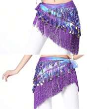 肚皮舞腰链亮片腰带臀巾流苏三角腰巾拉丁舞腰带 - 彩色 - 查看 7