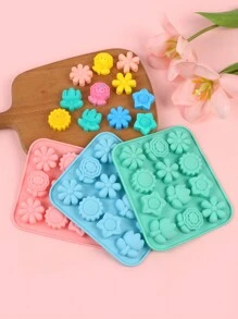 1 pieza Molde de silicona con forma de flor de 12 cavidades, apto para hacer gelatina, helado, galletas, bocados energéticos, trufas y caramelos - Multicolor - Ver 1