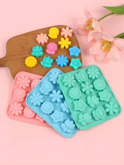 1 pieza Molde de silicona con forma de flor de 12 cavidades, apto para hacer gelatina, helado, galletas, bocados energéticos, trufas y caramelos