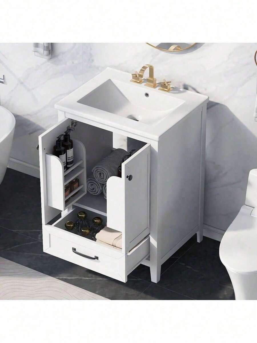 24" Bathroom Vanity With Sink, Bathroom Vanity With One Drawer